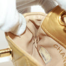 CHANEL Mini Matelasse 10 Chain Handle Pouch Lamb Skin Gold CC Auth 165375V-23