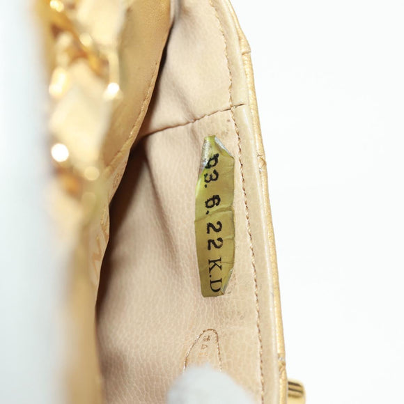 CHANEL Mini Matelasse 10 Chain Handle Pouch Lamb Skin Gold CC Auth 165375V