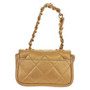 CHANEL Mini Matelasse 10 Chain Handle Pouch Lamb Skin Gold CC Auth 165375V-2