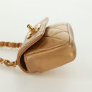 CHANEL Mini Matelasse 10 Chain Handle Pouch Lamb Skin Gold CC Auth 165375V-3