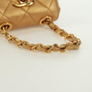 CHANEL Mini Matelasse 10 Chain Handle Pouch Lamb Skin Gold CC Auth 165375V-7