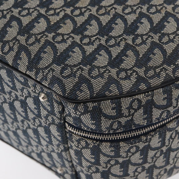 Christian Dior Trotter Canvas Hand Bag Navy Silver Auth 165376