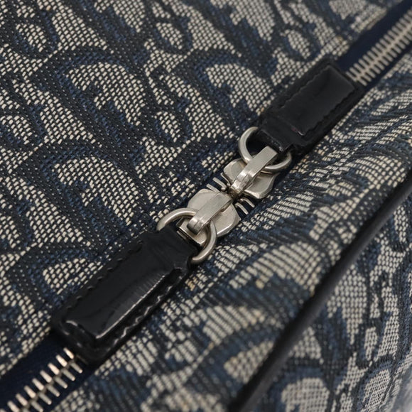 Christian Dior Trotter Canvas Hand Bag Navy Silver Auth 165376