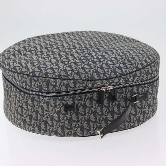 Christian Dior Trotter Canvas Hand Bag Navy Silver Auth 165376