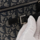 Christian Dior Trotter Canvas Hand Bag Navy Silver Auth 165376-5