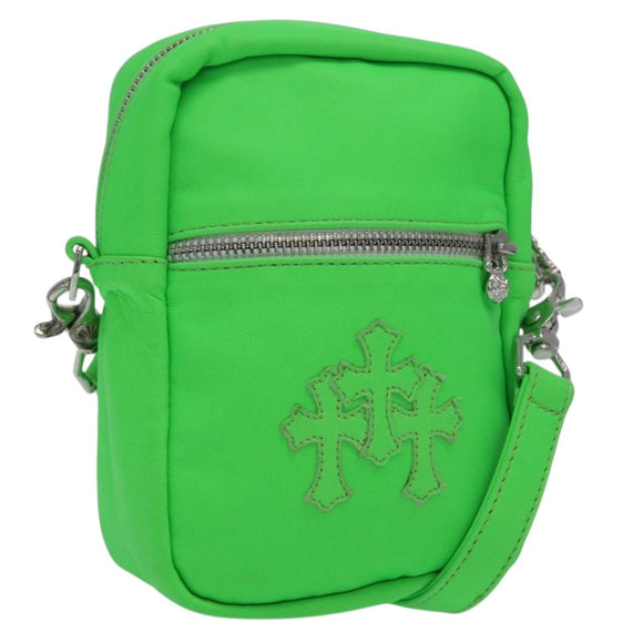 Chrome Hearts Takamini Shoulder Bag Leather Green Silver Auth 165377SM