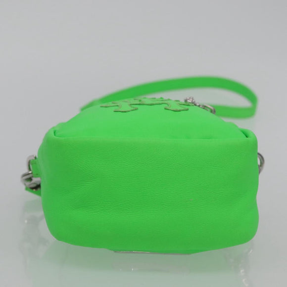 Chrome Hearts Takamini Shoulder Bag Leather Green Silver Auth 165377SM