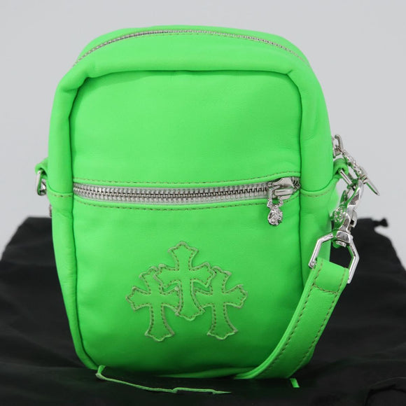 Chrome Hearts Takamini Shoulder Bag Leather Green Silver Auth 165377SM