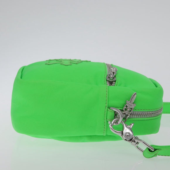 Chrome Hearts Takamini Shoulder Bag Leather Green Silver Auth 165377SM