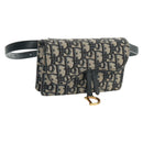 Christian Dior Trotter Canvas Saddle Oblique Waist bag Navy Gold Auth 165390V-1