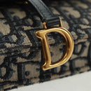 Christian Dior Trotter Canvas Saddle Oblique Waist bag Navy Gold Auth 165390V-14