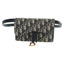 Christian Dior Trotter Canvas Saddle Oblique Waist bag Navy Gold Auth 165390V-2