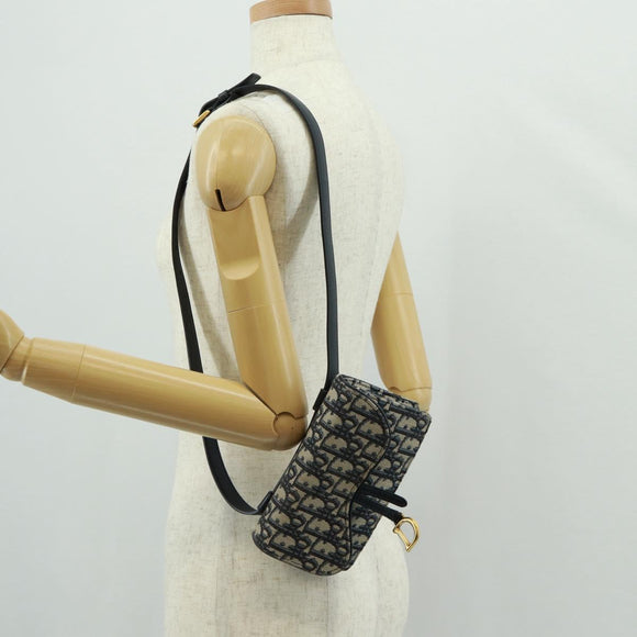 Christian Dior Trotter Canvas Saddle Oblique Waist bag Navy Gold Auth 165390V