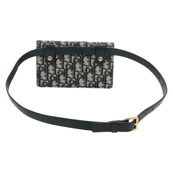 Christian Dior Trotter Canvas Saddle Oblique Waist bag Navy Gold Auth 165390V