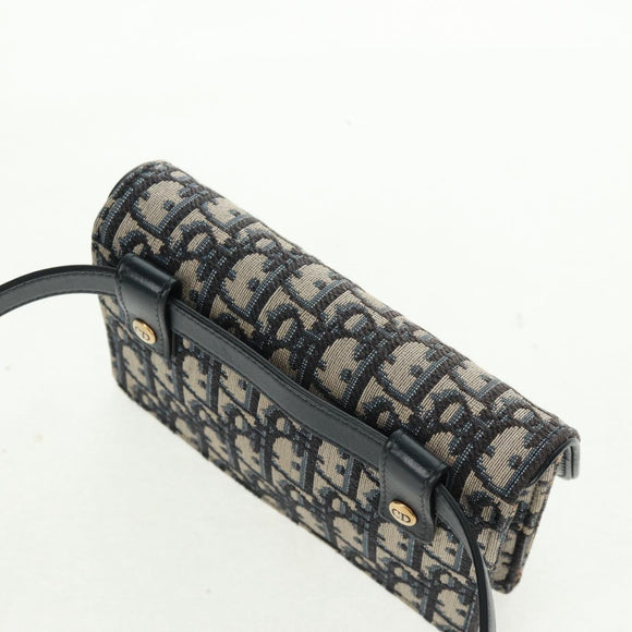 Christian Dior Trotter Canvas Saddle Oblique Waist bag Navy Gold Auth 165390V