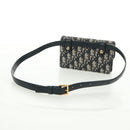 Christian Dior Trotter Canvas Saddle Oblique Waist bag Navy Gold Auth 165390V-7