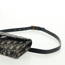Christian Dior Trotter Canvas Saddle Oblique Waist bag Navy Gold Auth 165390V-8