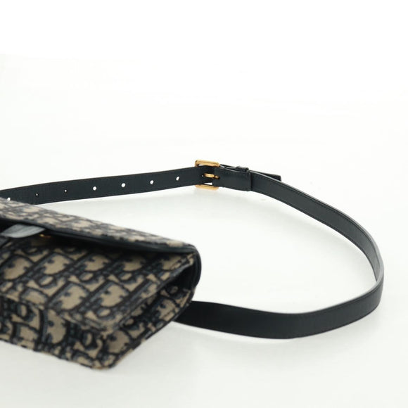 Christian Dior Trotter Canvas Saddle Oblique Waist bag Navy Gold Auth 165390V