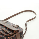 LOEWE Cruz Hand Bag Leather 2way Dark Brown Silver Auth 165392M-16