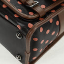 LOEWE Cruz Hand Bag Leather 2way Dark Brown Silver Auth 165392M-18