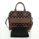 LOEWE Cruz Hand Bag Leather 2way Dark Brown Silver Auth 165392M-13