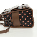 LOEWE Cruz Hand Bag Leather 2way Dark Brown Silver Auth 165392M-4