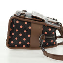 LOEWE Cruz Hand Bag Leather 2way Dark Brown Silver Auth 165392M-5