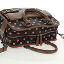 LOEWE Cruz Hand Bag Leather 2way Dark Brown Silver Auth 165392M-7