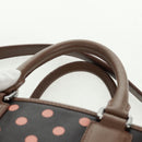 LOEWE Cruz Hand Bag Leather 2way Dark Brown Silver Auth 165392M-15