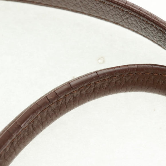 LOEWE Cruz Hand Bag Leather 2way Dark Brown Silver Auth 165392M