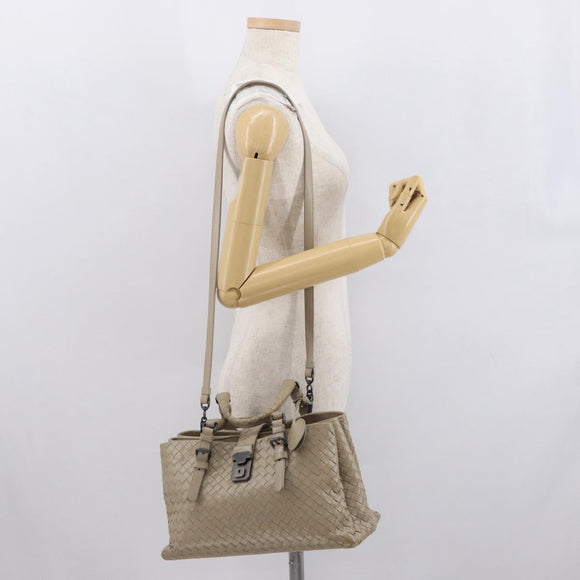BOTTEGA VENETA INTRECCIATO Handtas Leer 2way Grijs Auth 165395