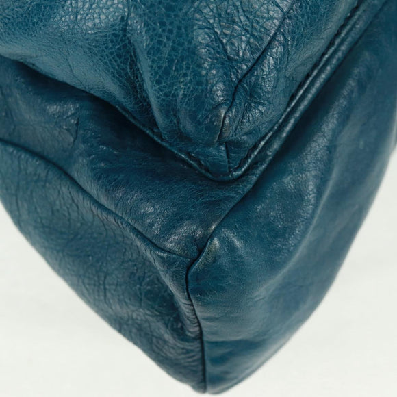 BALENCIAGA Backpack Leather Blue Silver 326404 Auth 165396