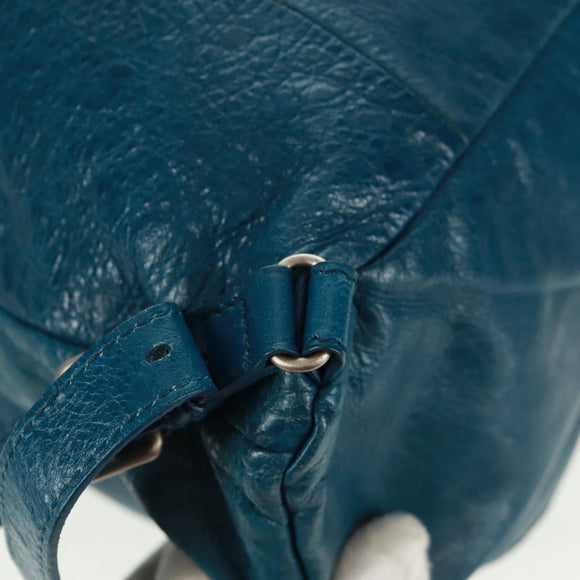BALENCIAGA Backpack Leather Blue Silver 326404 Auth 165396V
