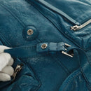 BALENCIAGA Backpack Leather Blue Silver 326404 Auth 165396-24
