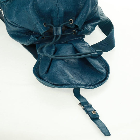 BALENCIAGA Backpack Leather Blue Silver 326404 Auth 165396V