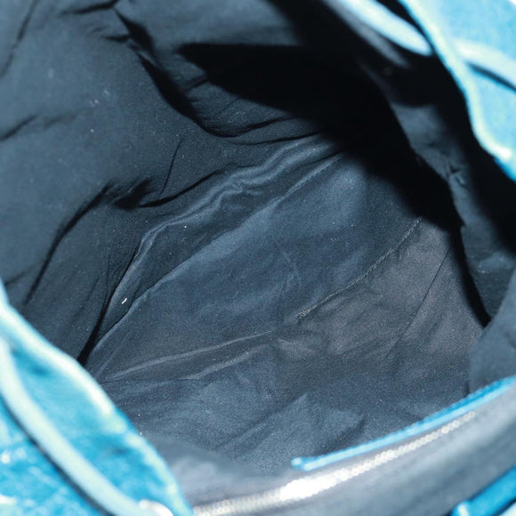 BALENCIAGA Backpack Leather Blue Silver 326404 Auth 165396V