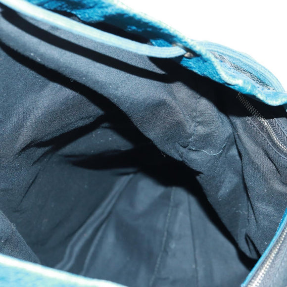 BALENCIAGA Backpack Leather Blue Silver 326404 Auth 165396