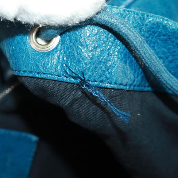 BALENCIAGA Backpack Leather Blue Silver 326404 Auth 165396V