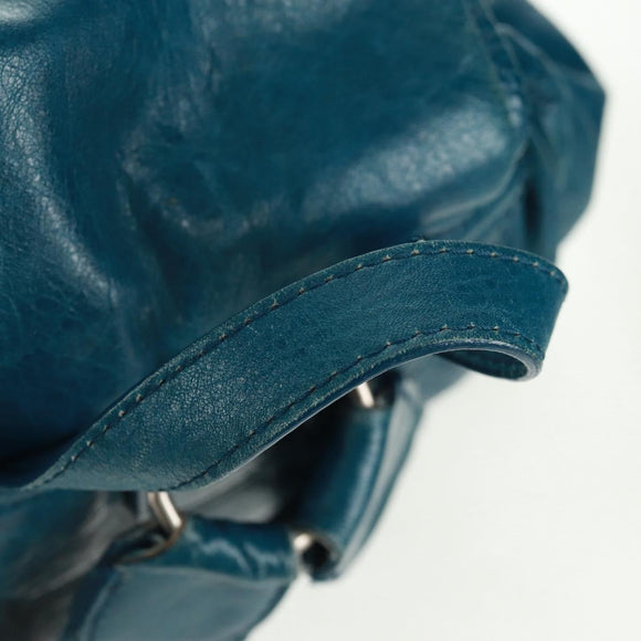 BALENCIAGA Backpack Leather Blue Silver 326404 Auth 165396