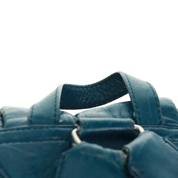 BALENCIAGA Backpack Leather Blue Silver 326404 Auth 165396