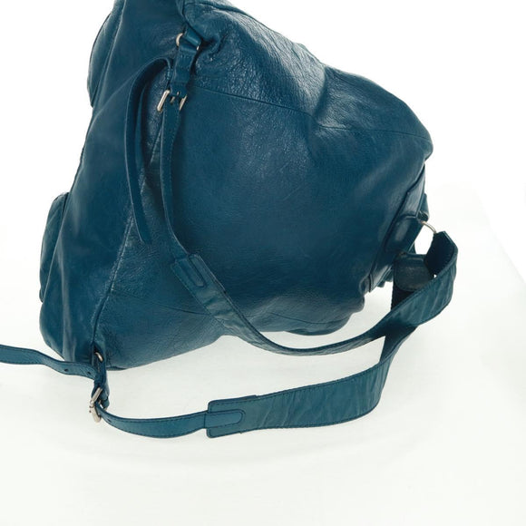 BALENCIAGA Backpack Leather Blue Silver 326404 Auth 165396