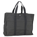 HERMES Her Line TGM Hand Bag Canvas Gray Silver Auth 165402-1