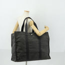 HERMES Her Line TGM Hand Bag Canvas Gray Silver Auth 165402-20