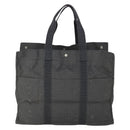 HERMES Her Line TGM Hand Bag Canvas Gray Silver Auth 165402-3