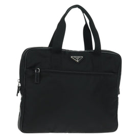 PRADA PC Case Hand Bag Nylon Black Silver Auth 165403V
