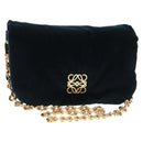 LOEWE Chain Goya Shoulder Bag Velor Black Gold Auth 165404M-1