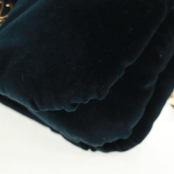 LOEWE Chain Goya Shoulder Bag Velor Black Gold Auth 165404M