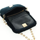 LOEWE Chain Goya Shoulder Bag Velor Black Gold Auth 165404M-11