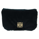 LOEWE Chain Goya Shoulder Bag Velor Black Gold Auth 165404M-14