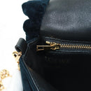 LOEWE Chain Goya Shoulder Bag Velor Black Gold Auth 165404M-22